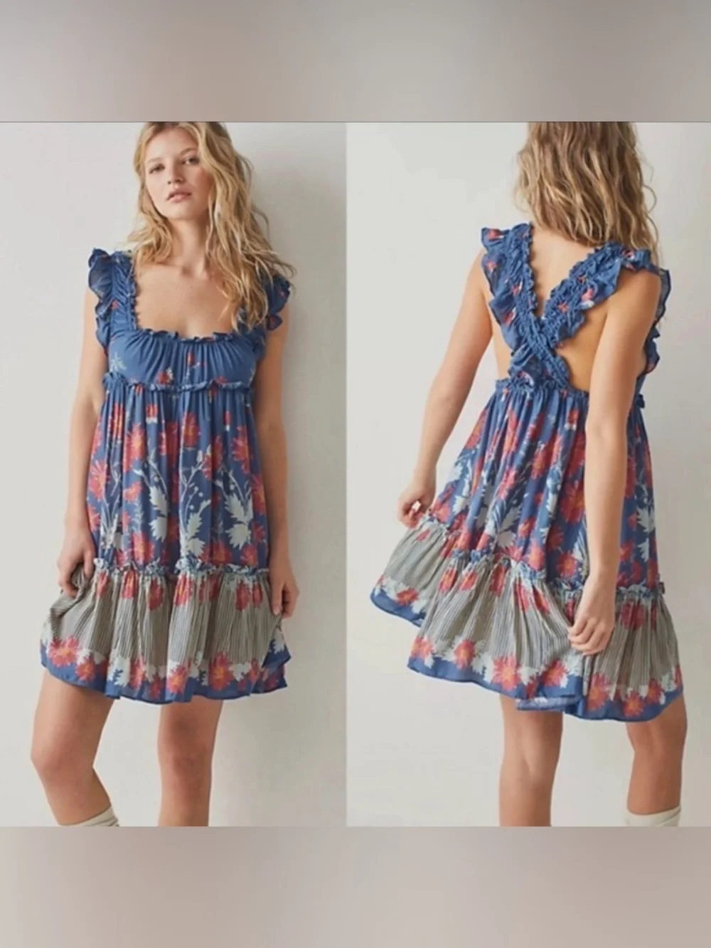 Free People Bali Slip Dress with Floral Design Small